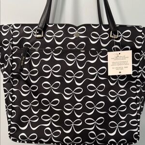 Kate Spade NY Jae Elegant Large Black and White Bow Tote Bag NWT